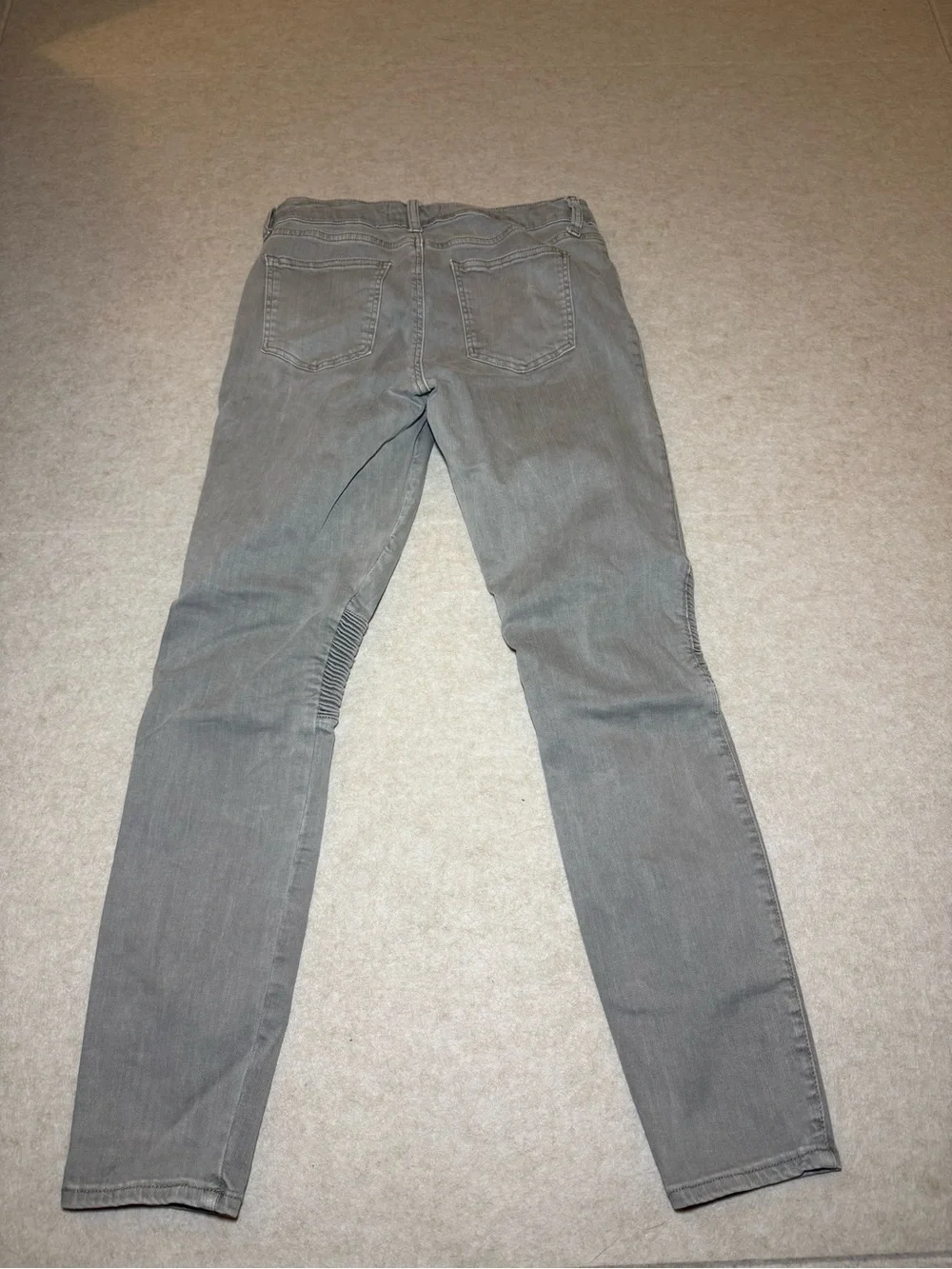 Pistola Audrey Skinny Moto Jeans Washed Gray Colorway Ribbed Design Size 28